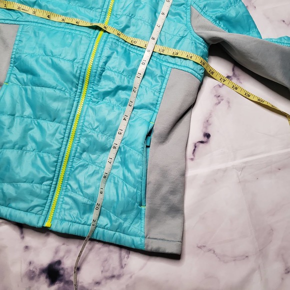 LANDS' END blue green girls hooded coat M - Picture 7 of 8